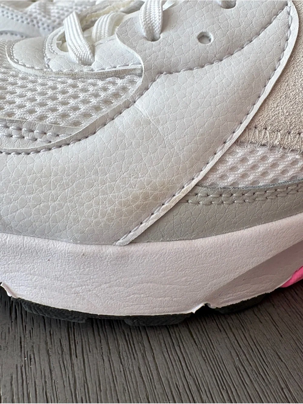 Nike White Air Max Excee Sneakers with Pink Accents